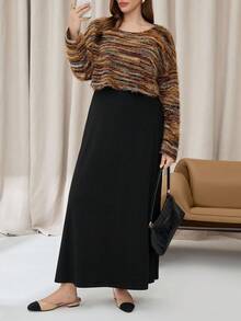 Auralis 大码女装秋冬两件套、连衣裙套装、休闲女装、毛衣长裙套装、休闲女装 - 黑與白 - 查看 5