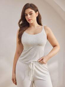 Ocili Plus Size Women All-Match Versatile Casual Camisole Top - Light Grey - View 7