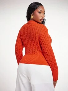 Radiana Áo khoác cardigan dáng lửng tay dài màu cam thanh lịch, gợi cảm cỡ lớn dành cho nữ, phù hợp cho các dịp công sở, dạ hội, khiêu vũ, ngày lễ tình nhân - trái cam - Xem 2