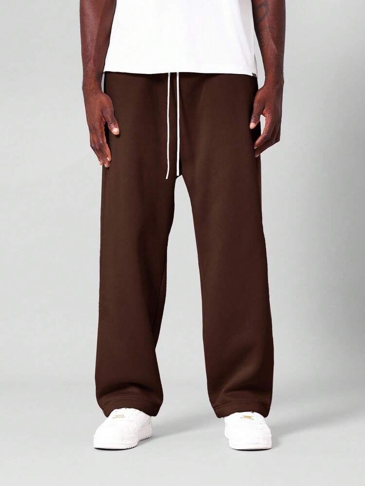 Wide Leg Drop Crotch Sweatpants With Drawstring