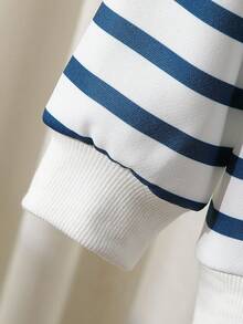 Genkimix Kids 2 件套幼儿男童休闲套装，刺绣条纹 Polo 领运动衫 + 破洞牛仔裤，春秋季时尚装扮 - 藍白色 - 查看 4