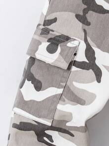 SHEIN 男童休闲直筒迷彩牛仔裤 - 淺灰色 - 查看 3