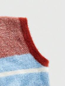 ROMWE MEN Casual 男士条纹拉链半襟休闲针织背心，秋冬 - 彩色 - 查看 4