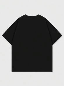 Street Life Vintage Street Silhouette Thermal Imaging Human Figure Print Short Sleeve T-Shirt, Summer - Black - View 3