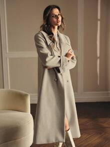 MOTF PREMIUM DOUBLE BREASTED BELTED OVERCOAT - Light Grey - View 6