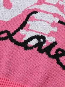 Manfinity EMRG Men's Skeleton Pattern Crew Neck Long Sleeve Casual Pink Sweater Halloween Party - Hot Pink - View 3