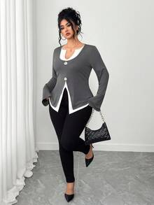 SHEIN Elenzya Halloween Plus Size T-Shirts Fall Cloth For Women - Grey - View 7
