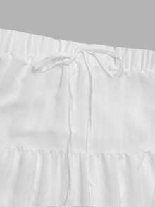 SHEIN EZwear Women's Casual Vacation Multi-Layered Crinkle Chiffon Princess Skirt, Multi-Tiered Cake Skirt, Suitable For Summer Vacation, Girly & Cute Style Chic Dress - Multicolor - View 4