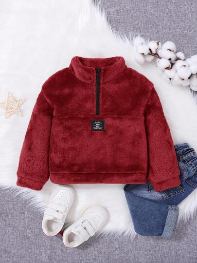 SHEIN Unisex Baby Lässig Plüsch Stehkragen Loose Sweatshirt, dick für Herbst/Winter, geeignet für Weihnachten