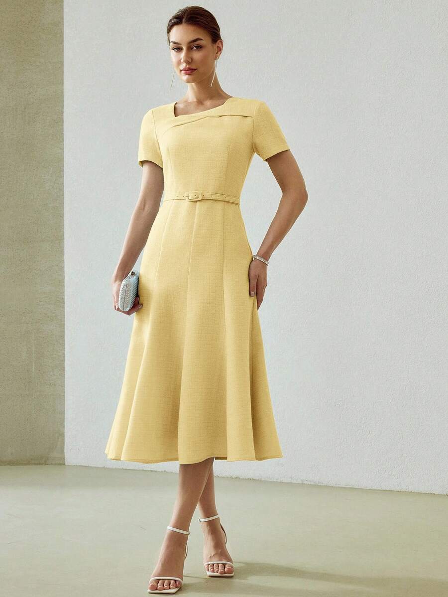 MOTF PREMIUM ROBE PLISSÉE CEINTURÉE - Jaune citron - Voir 1