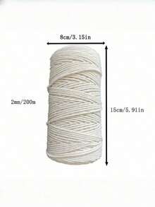 SHEIN Size Range 1MM To 5MM White Natural Macrame Craft Cord For  Handmade Bags Gift Wrapping Tags Bundling Decoration Home Decor Party Supplies Crafting Essentials Macrame String Strong Versatile Decorative Rope Festive Celebrations Craft Projects - Beige - View 12