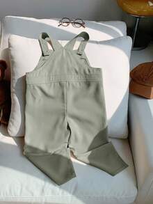 Young Boys' Casual Comfortable Versatile Cute Bear Logo Graphic Bib Overall Pants Fall Winter