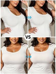 SHEIN 1 Áo ngực không gọng liền mạch dành cho nữ có cúp ngực đúc, nâng đỡ và hỗ trợ bên hông, dây đeo thoải mái có thể điều chỉnh - Màu xanh lam - Xem 4