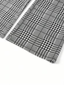 Ellevyn Autumn Elegant Women's Plaid Printed Elastic Knitted Pants, Versatile For Various Occasions Such As Summer Vacation, Elegant Travel, And Daily Commuting Gray Pants,Fall - Black and White - View 7