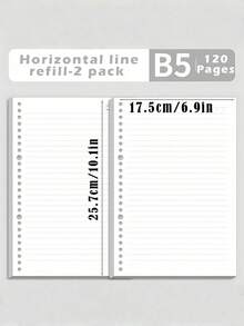 1/2/3PCS/360page- B5 Clear Soft Leather Bulk Notebook, With Perforated Pages,B5 Loose-Leaf Notebook With Thick Coil - 1PC 60 Sheets (120 Pages) Detachable, Light Green Light Blue Milky White, Smooth Writing Paper Binder - Velvet Textured Cover,School Supplies,Back To School - Multicolor - View 8