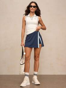 Activina 女式休闲运动字母印花无袖修身 Polo 衫