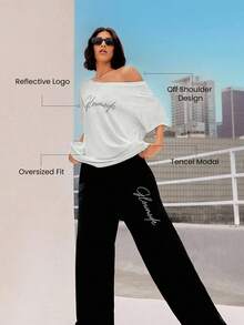 GLOWMODE تي شيرت قصير برقبة مكشوفة للكتفين ناعم وحريري ذو ظل منعكس من نسيج TENCEL موديال، خفيف الوزن مناسب لارتداءه في الرقص واليومي والاستخدام العادي