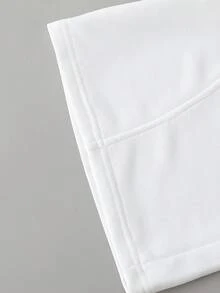 SHEIN 少女宽松弧形腿运动裤，休闲时尚百搭慢跑裤，适合跳舞、上学、运动 - 白色 - 查看 4