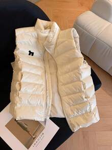 Franclia 女士秋冬时尚小众刺绣拉链立领马甲外套日常休闲百搭马甲绗缝棉质外套女式外套秋季女装秋季女装秋季女装秋季女装秋季女装秋季外出冬季女装优雅时尚休闲通勤商务办公日常休闲百搭气质都市教师职业装