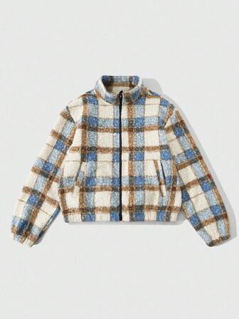 Street Life Unisex Plaid Tweed Jacket, Street Style American Casual, Autumn/Winter
