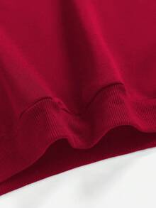 SHEIN Leap Crew Áo nỉ dày có mũ trùm đầu dài tay họa tiết thường ngày dành cho bé gái tuổi teen, thích hợp cho mùa thu/đông, màu đỏ tía trơn, đa năng, thích hợp cho các dịp giao lưu - Màu Đỏ Sâu - Xem 4