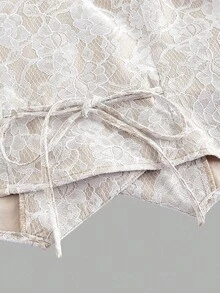 SHEIN MOD 女式复古皇家西装背心和裤子两件套，带蕾丝、珍珠纽扣、长袖，适合约会装、万圣节装、返校装、Y2K 装、垃圾装、秋冬旧款 - 杏色 - 查看 6