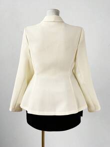 Sunspun Plus Size Long Sleeve Button Front Pocket Waist Tweed Coat, Autumn/Winter Fall Cloth For Women - Apricot - View 2