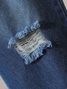 Genkimix Kids 2 件套幼儿男童休闲套装，刺绣条纹 Polo 领运动衫 + 破洞牛仔裤，春秋季时尚装扮 - 藍白色 - 查看 7