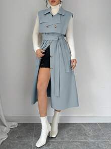 Chiquease 2pcs Detachable Reversible Windbreaker Jacket Set - Dusty Blue - View 4