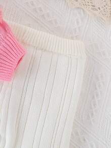 Baby & Girl Fashionable Cute Versatile Ball Decor Sweater Set, Woolen Top & Flared Pants Fall Winter - Baby Pink - View 6