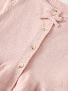 SHEIN Vintaside Kids 女婴针织毛衣和喇叭裤两件套，粉色纯色百搭时尚服装，适合秋冬季节，适合日常穿着、外出和上学 - 粉色 - 查看 7