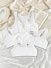 4 件套青少年女孩简约纯色黑色、粉色、白色吊带背心，适合青春期发育