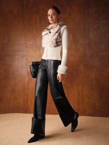 MOTF PREMIUM CONTRAST FUZZY PANEL ZIP PLACKET CARDIGAN - White - View 4