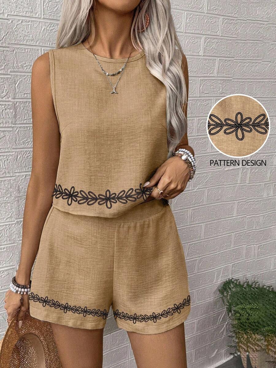 EMERY ROSE Conjunto de dos piezas de mujer tejido para tiempo libre y vacaciones de verano