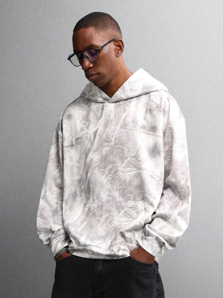 Tie Dye Pattern Pullover Hoodie With Centre Pocket