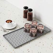 2 件 2 合 1 硅胶咖啡垫和碗碟干燥垫，24 英寸 x 16 英寸咖啡吧垫，带可拆卸碗碟干燥垫，适用于厨房台面，咖啡吧配件适合放在咖啡机、咖啡壶、浓缩咖啡机碗碟架下方 - 彩色 - 查看 20