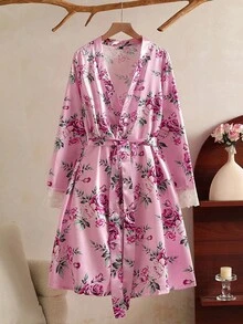 Women Floral Print Back To School Fashion Robes, Fall - Multicolor - View 6