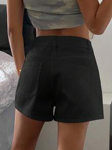 DAZY Women's Loose Casual Black Denim Shorts, Summer New Arrival - Black - View 4