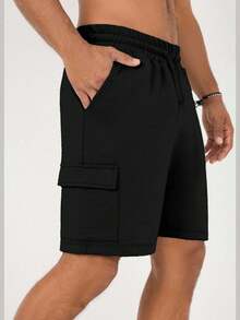 EURMUSE Pantalones cortos cargo de unicolor casual para hombres, versátiles para el verano - Gris Oscuro - Ver 5