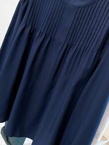 EMERY ROSE 新款大码女装优雅通勤褶皱设计纯色衬衫，商务正装，适合日常外出、出差，简约显瘦青春大方得体