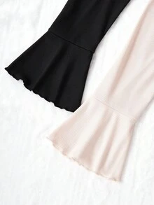 Snug Zone 2 件套 V 领系腰荷叶边修身连衣裙家居服套装，适合女士秋季服装 - 彩色 - 查看 5