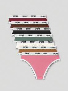 7pcs Girls Active Letter Elastic Waistband Comfortable Casual Underwear Briefs - Multicolor - View 2