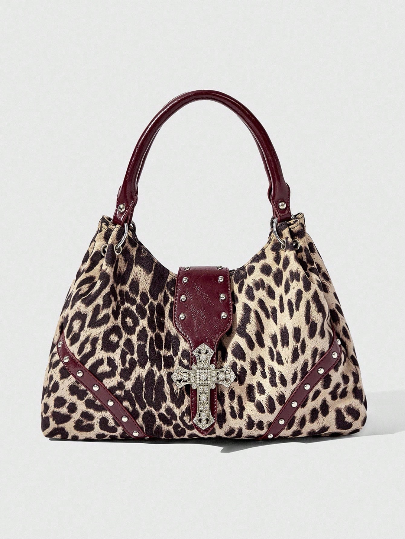 Our Grunge Punk Fashionable Vintage Leopard Print Cross Decor 