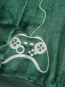 2pcs/Set Boys Plush Green Casual Loose Soft Long Sleeve Top And Pants Pajama Set Gamer Boys Jogger Sets Fall Winter - Green - View 8