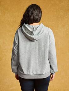 HARRY POTTER X SHEIN 大码字母动物图案卫衣 女款图案卫衣 秋季女装 冬季女装 经典学院风街头风宽松灰色连帽卫衣 万圣节图案卫衣 女款灰色卫衣 女款卫衣 灰色卫衣 - 灰色 - 查看 3