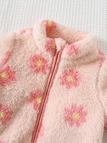 Cozy Pixies Baby Girl Floral Print Lapel Long Sleeve Cardigan And Elastic Waist Pants 2 Pieces Set Fall Winter - Multicolor - View 5