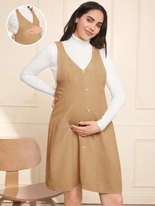 SHEIN Abito casual da maternità con top, abito corto e morbido da maternità