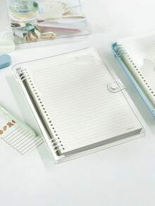 1/2/3PCS/360page- B5 Clear Soft Leather Bulk Notebook, With Perforated Pages,B5 Loose-Leaf Notebook With Thick Coil - 1PC 60 Sheets (120 Pages) Detachable, Light Green Light Blue Milky White, Smooth Writing Paper Binder - Velvet Textured Cover,School Supplies,Back To School - Multicolor - View 17