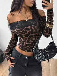 Coolane Áo hở vai phối ren thêu chữ thập, lễ hội âm nhạc Goth mùa xuân dành cho nữ, X Mystic Heart - Nhiều màu - Xem 4