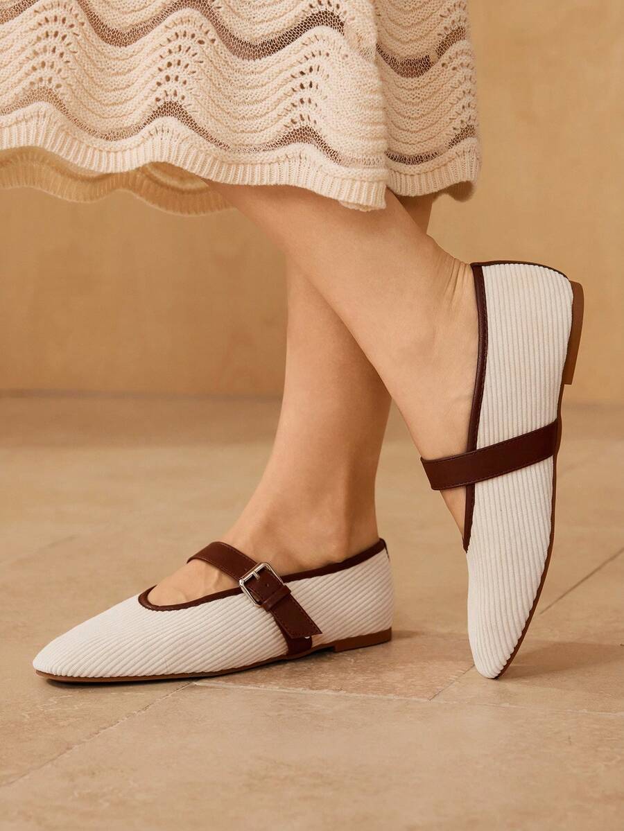 MOTF PREMIUM GIÀY MARY JANE MŨI VUÔNG BẰNG DÀNH CHO NỮ THỜI THƯỜNG THOẢI MÁI ĐA NĂNG - Màu be - Xem 2